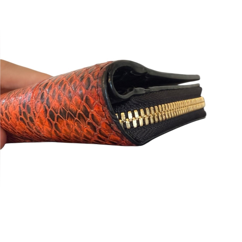 Mcm Authentic Orange & Black Python & Leather Wal… - image 5